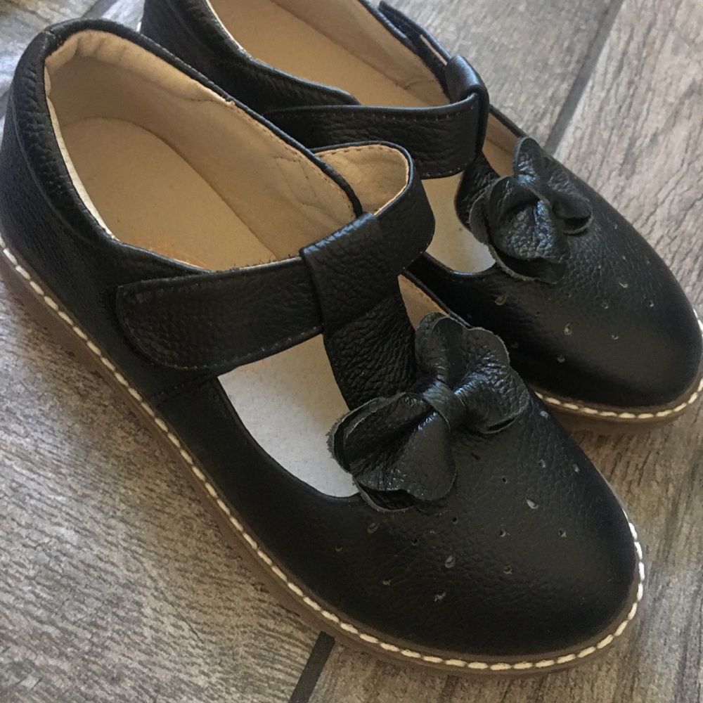 Black little school girl shoes